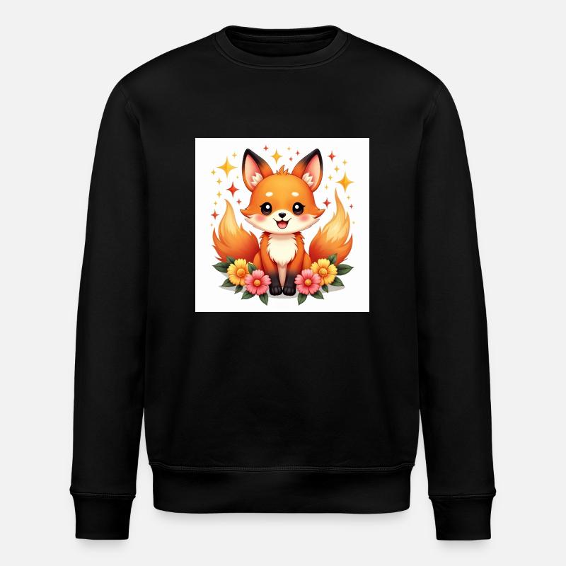 Renard Magique & Fleurs - Sweat bio ROLLER Stanley/Stella Unisexe - noir
