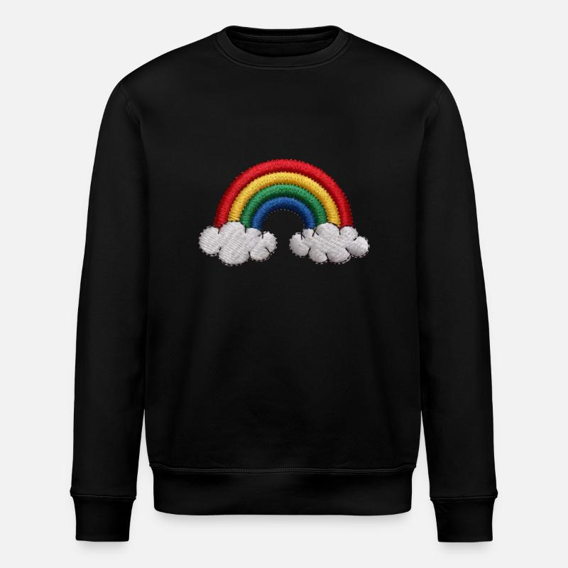 Rainbow Embroidered - Stanley/Stella ROLLER Unisex Organic Sweatshirt - black