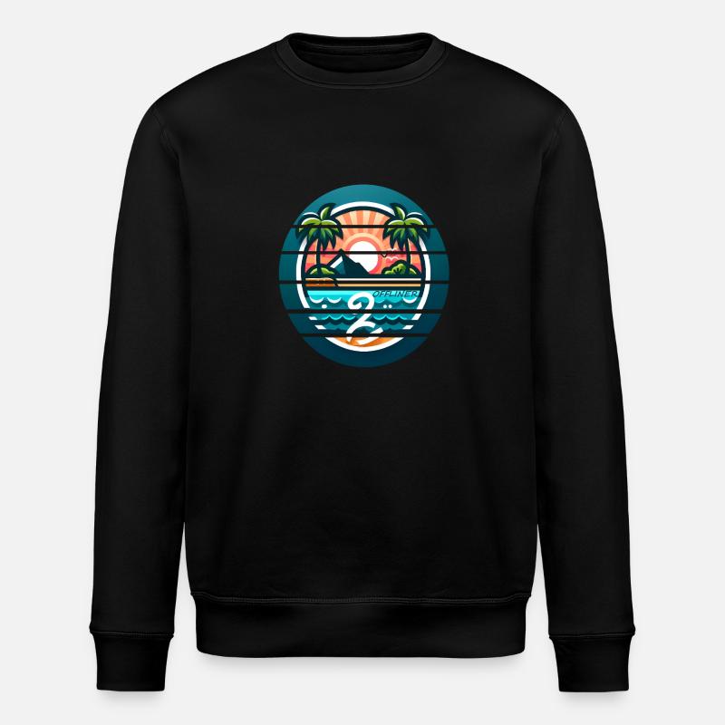 Bunte Palmeninsel Offliner - Stanley/Stella Unisex Bio-Sweatshirt ROLLER - Schwarz