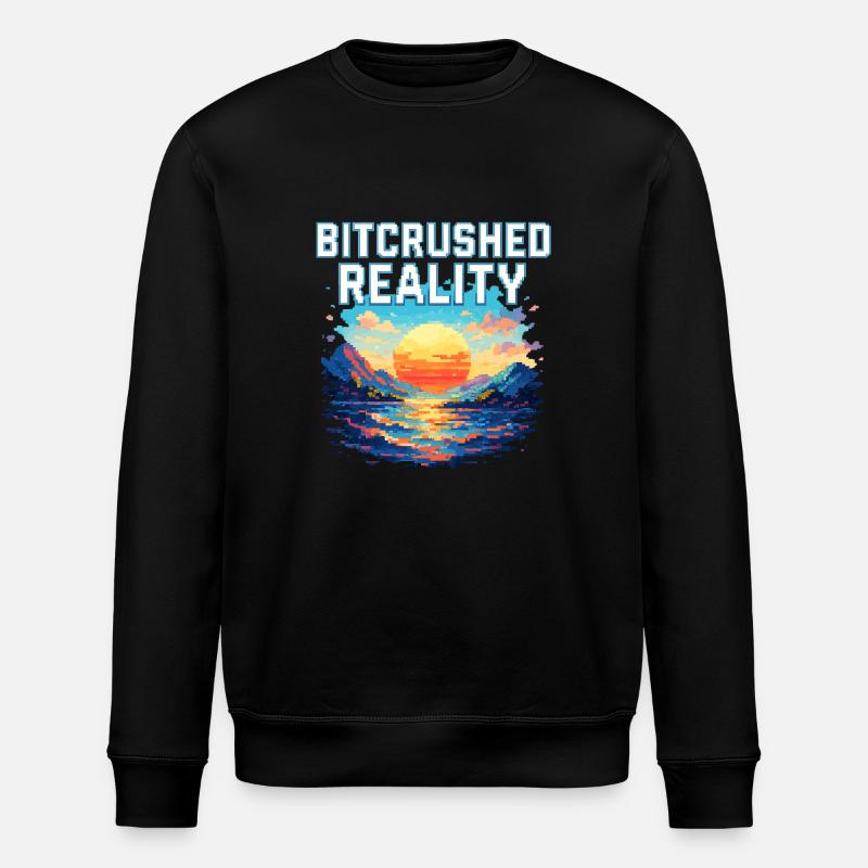 Bitcrushed Reality – Sunset in Glitch - Stanley/Stella ROLLER Unisex Organic Sweatshirt - black