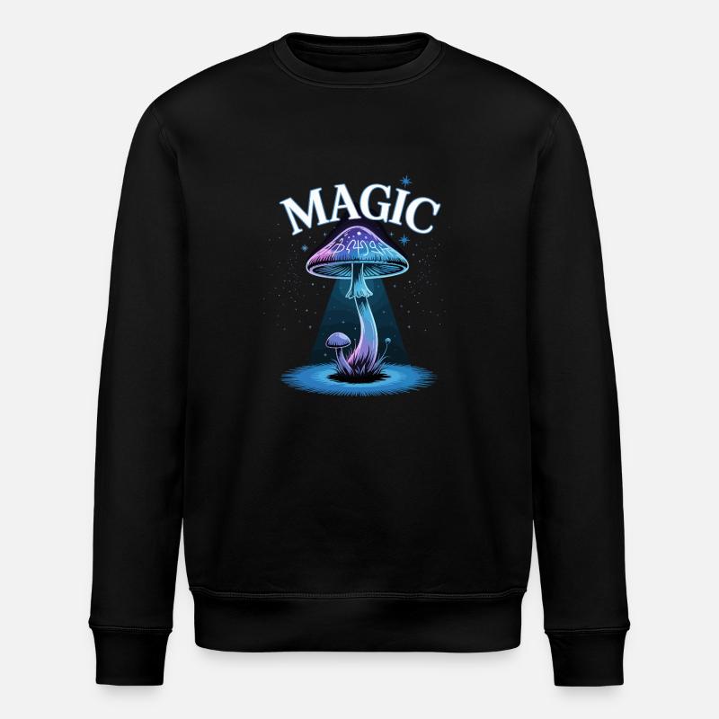 Magic mushroom in starlight - Stanley/Stella ROLLER Unisex Organic Sweatshirt - black