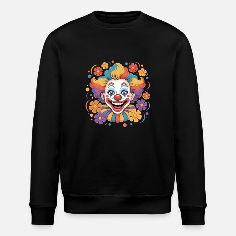 Fröhlicher Clown mit Blumen - Stanley/Stella Unisex Bio-Sweatshirt ROLLER - Schwarz