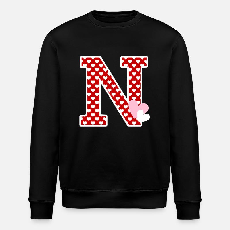 Buchstabe n Herz - Stanley/Stella Unisex Bio-Sweatshirt ROLLER - Schwarz