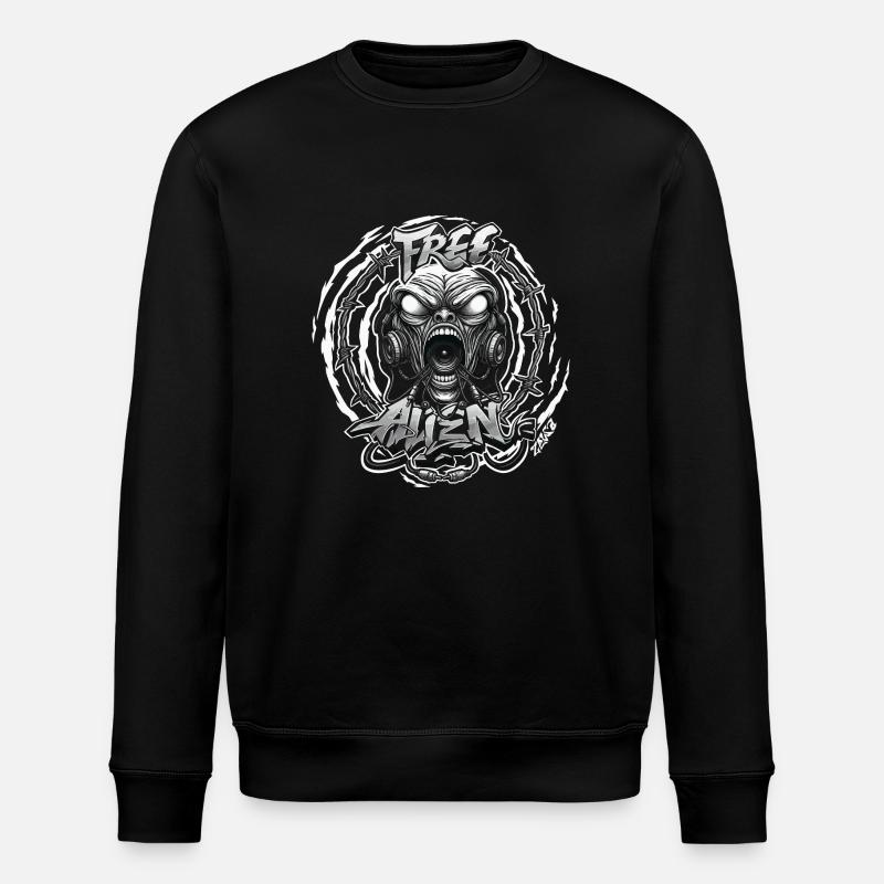 Freier Außerirdischer Zewa - Stanley/Stella Unisex Bio-Sweatshirt ROLLER - Schwarz