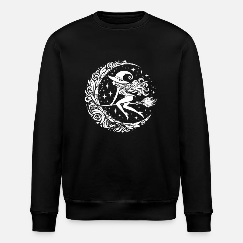 Witch on broom - Stanley/Stella ROLLER Unisex Organic Sweatshirt - black