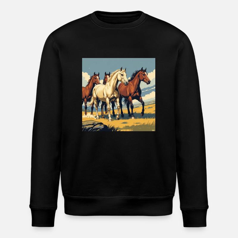 Quarter Horse Herde - Stanley/Stella Unisex Bio-Sweatshirt ROLLER - Schwarz