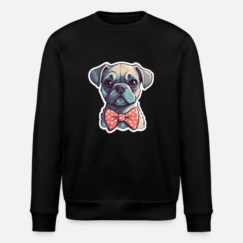 Ein süßer Hund mit Fliege - Stanley/Stella Unisex Bio-Sweatshirt ROLLER - Schwarz