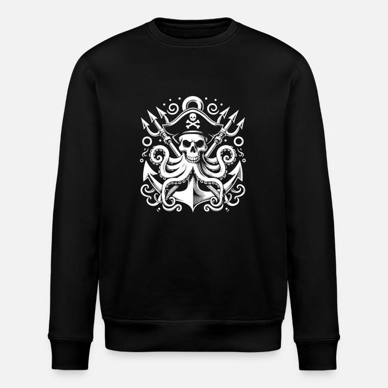 Octopus Pirate - Stanley/Stella ROLLER Unisex Organic Sweatshirt - black