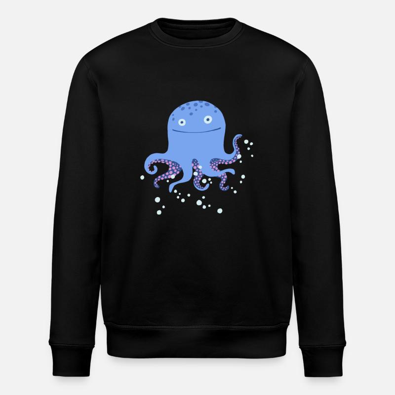 Krake blau - Stanley/Stella Unisex Bio-Sweatshirt ROLLER - Schwarz