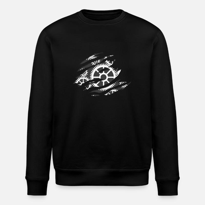 Zahnrad hinter zerrissen-Effekt - Geschenkidee - Stanley/Stella Unisex Bio-Sweatshirt ROLLER - Schwarz