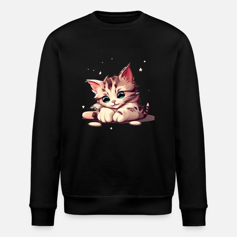 cute kitten - Stanley/Stella ROLLER Unisex Organic Sweatshirt - black