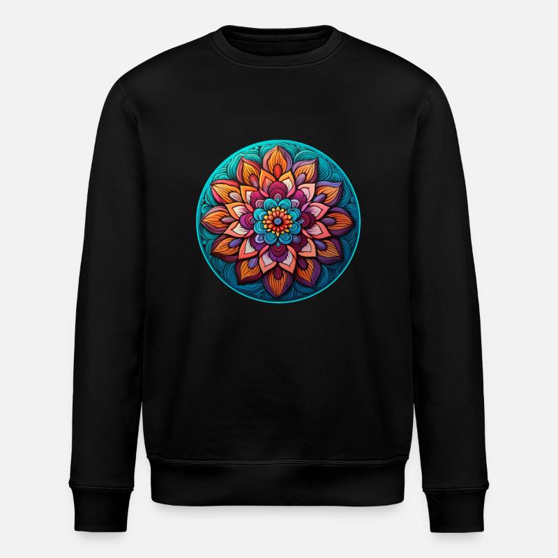 Mandala Blüte Entspannung - Stanley/Stella Unisex Bio-Sweatshirt ROLLER - Schwarz