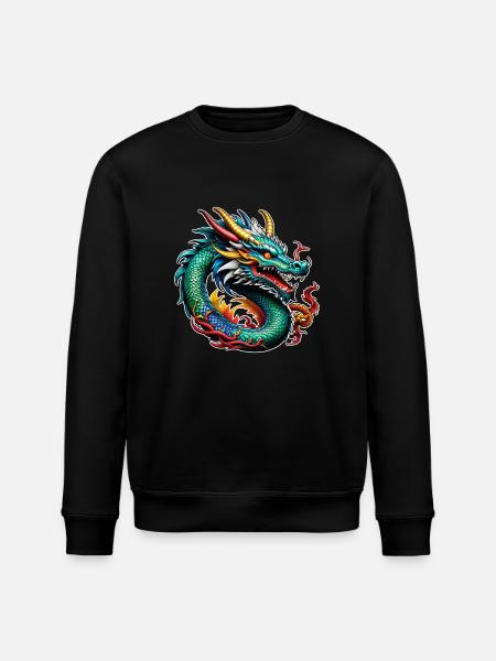 Asian Dragon - Japan - Chinese - Stanley/Stella ROLLER Unisex Organic Sweatshirt - black