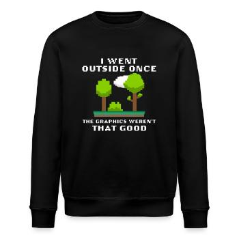 Ich bin einmal nach draußen gegangen Die Grafik war nicht so gut - Stanley/Stella Unisex Bio-Sweatshirt ROLLER - Schwarz - Vorne - Nik (191cm)