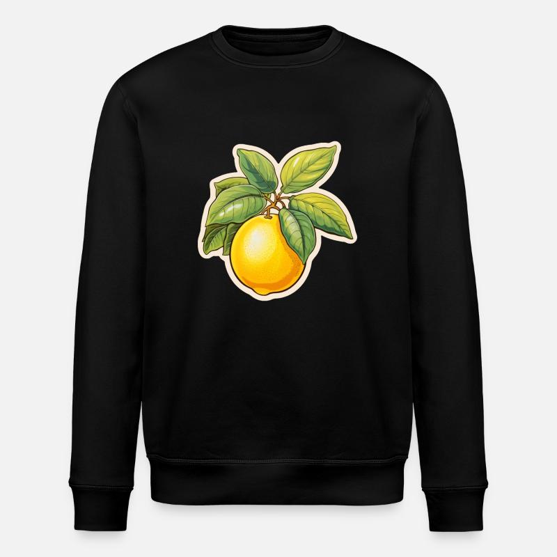 Lemon with leaf - Stanley/Stella ROLLER Unisex Organic Sweatshirt - black