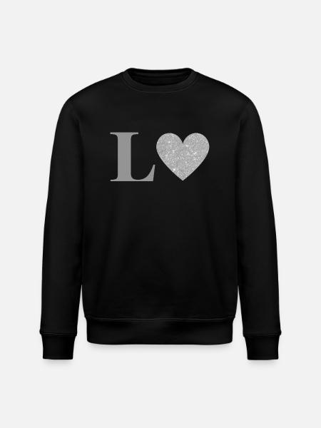 Letter l silver heart - Stanley/Stella ROLLER Unisex Organic Sweatshirt - black