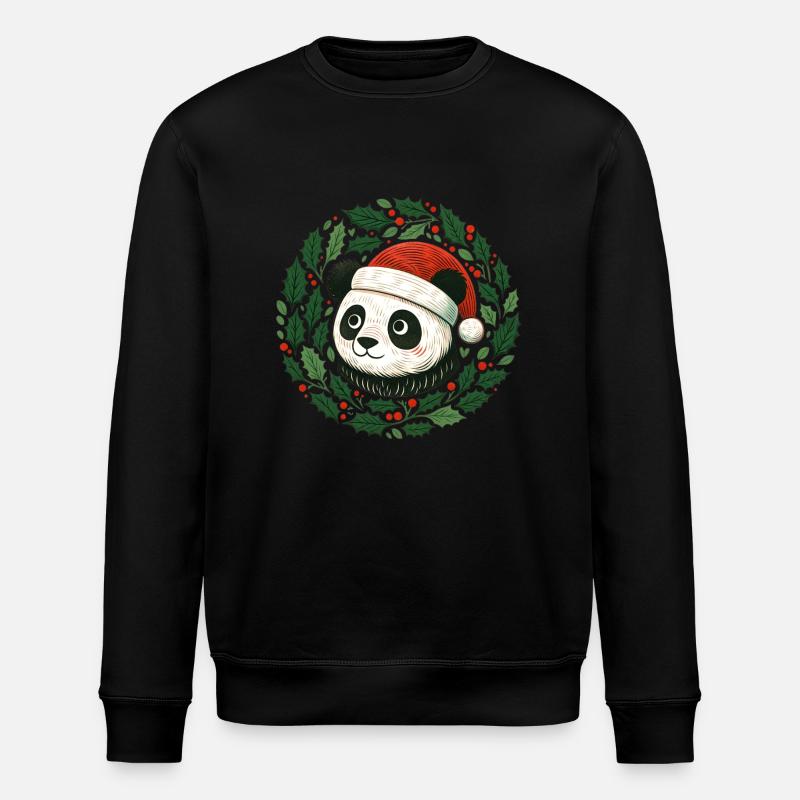 Christmas Panda Bear - Stanley/Stella ROLLER Unisex Organic Sweatshirt - black