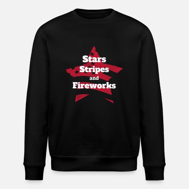 Star Stripes and Fireworks - Stanley/Stella ROLLER Unisex Organic Sweatshirt - black