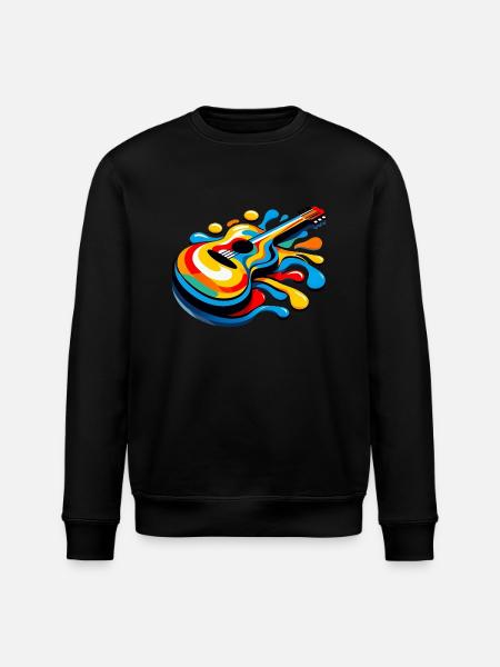Melting Rainbow Guitar - Stanley/Stella ROLLER Unisex Organic Sweatshirt - black