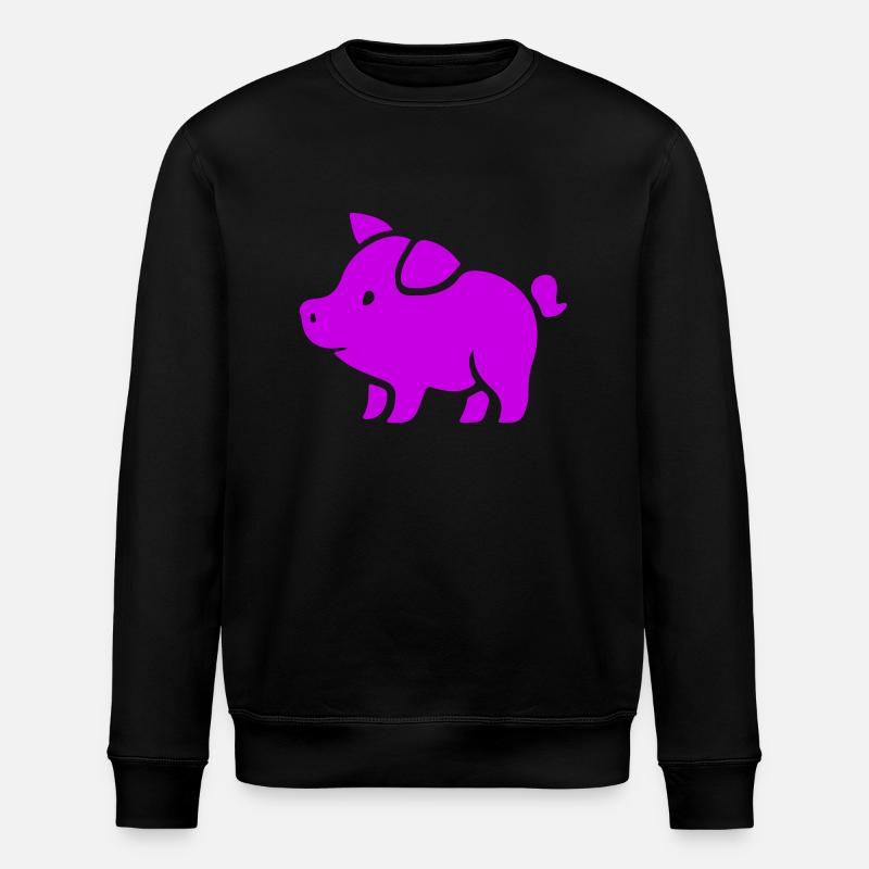 Schweinchen Pink Sau Eber - Stanley/Stella Unisex Bio-Sweatshirt ROLLER - Schwarz