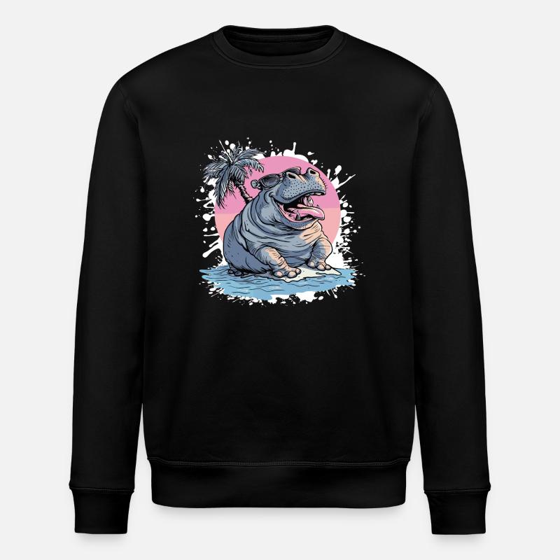 Nilpferd Insel Palme - Stanley/Stella Unisex Bio-Sweatshirt ROLLER - Schwarz