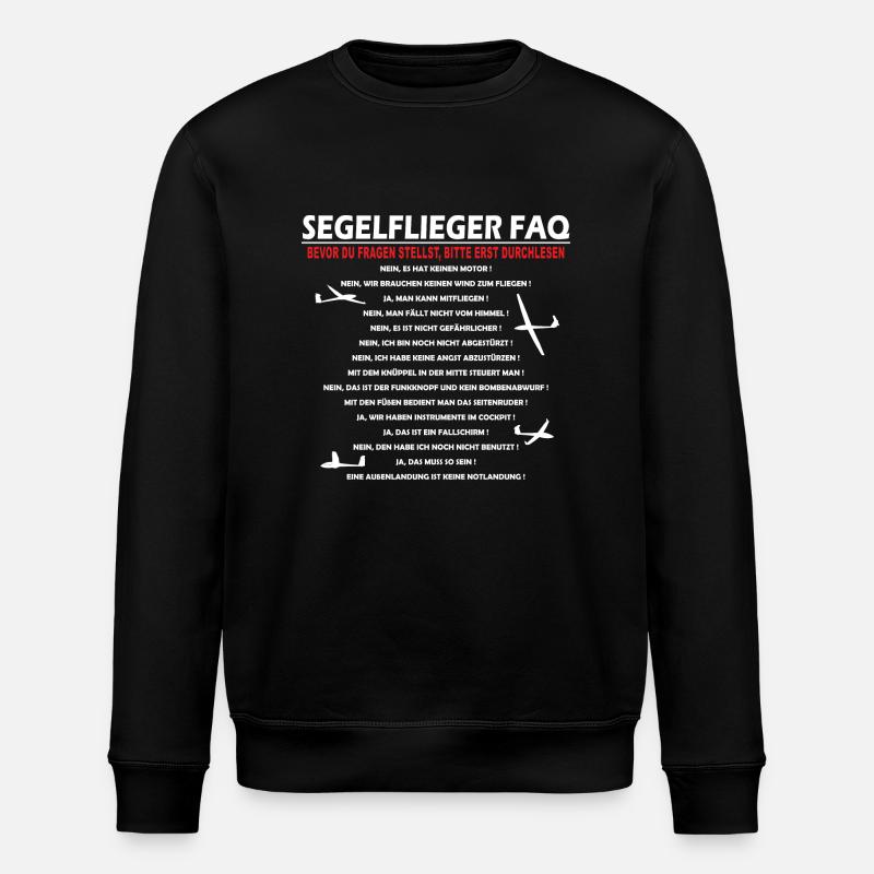 Segelflieger FAQ Geschenk - Stanley/Stella Unisex Bio-Sweatshirt ROLLER - Schwarz