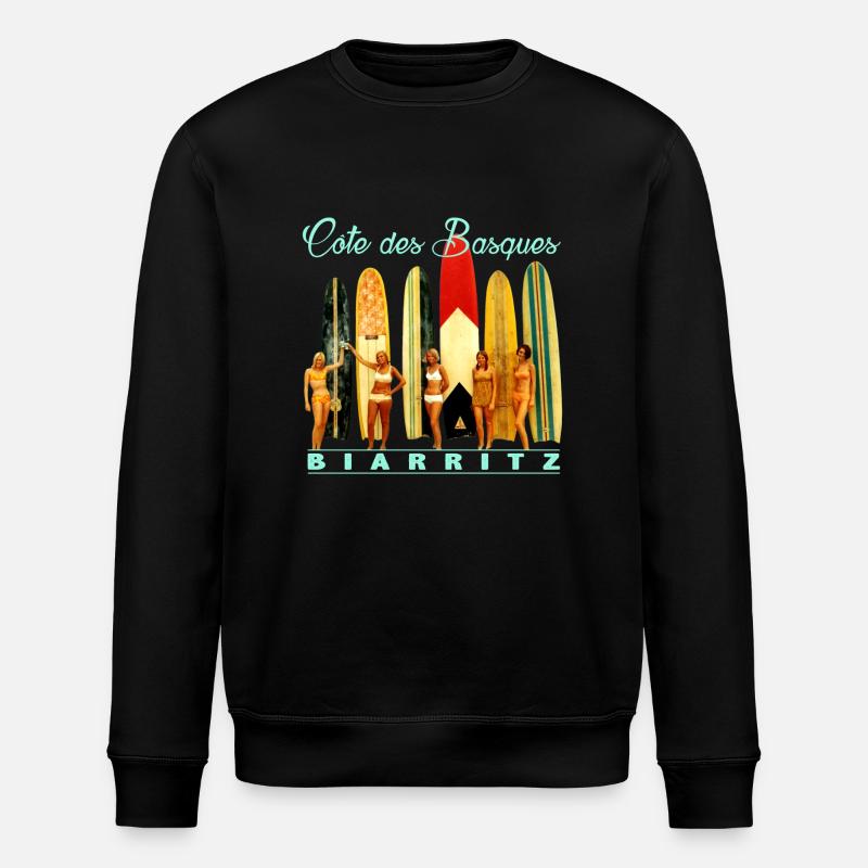 Côte des Basques Biarritz - Sweat bio ROLLER Stanley/Stella Unisexe - noir