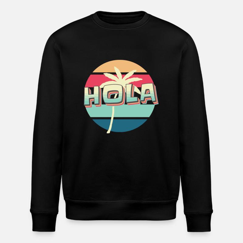 Hola - Palm Tree Vibes Only - Stanley/Stella ROLLER Unisex Organic Sweatshirt - black