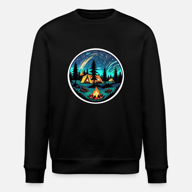 Camping, tent and campfire - Stanley/Stella ROLLER Unisex Organic Sweatshirt - black