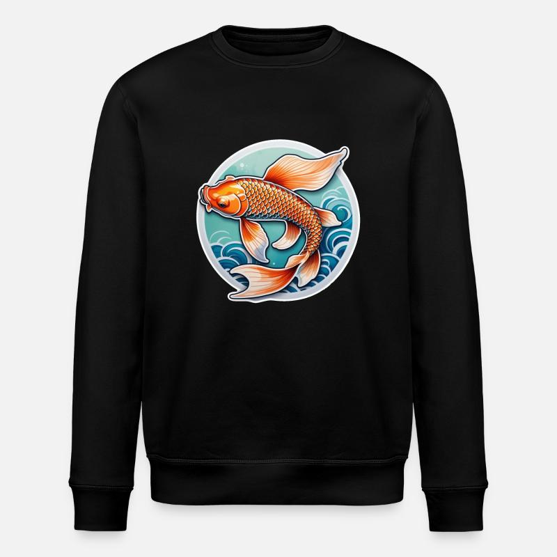 Koi Carp - Japanese Fish - Stanley/Stella ROLLER Unisex Organic Sweatshirt - black