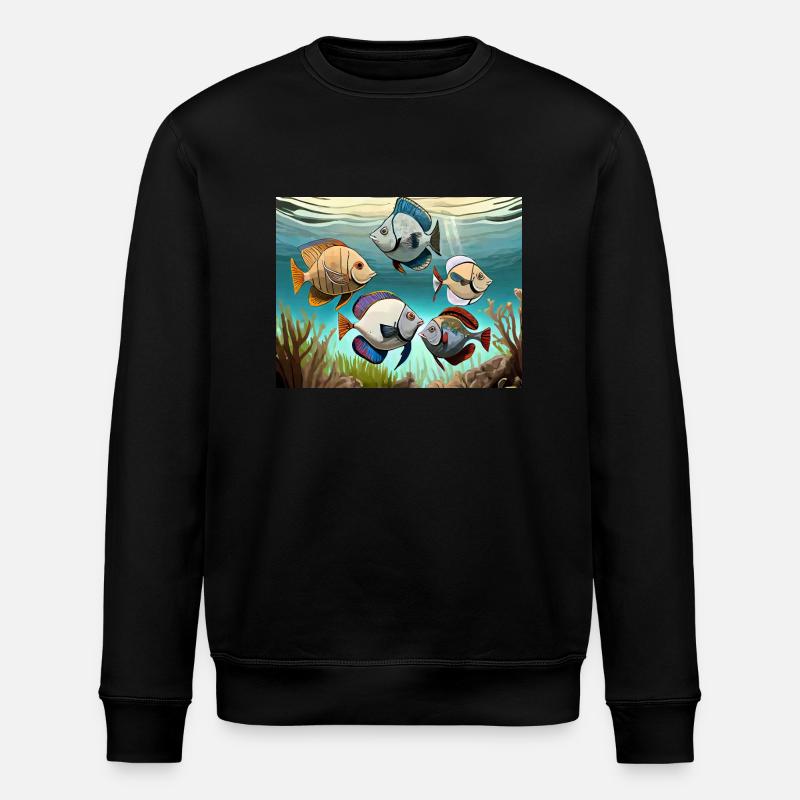 Fünf kleine Fische - Stanley/Stella Unisex Bio-Sweatshirt ROLLER - Schwarz