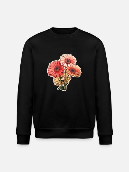 Gerbera Daisies 3 Flowers - Stanley/Stella ROLLER Unisex Organic Sweatshirt - black