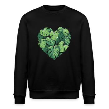 Monstera Herz Blatt Pflanzen Garten Variegata Leaf - Stanley/Stella Unisex Bio-Sweatshirt ROLLER - Schwarz - Vorne - Nik (191cm)