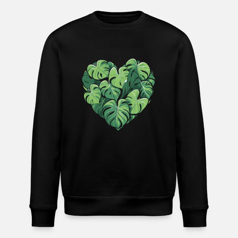 Monstera Herz Blatt Pflanzen Garten Variegata Leaf - Stanley/Stella Unisex Bio-Sweatshirt ROLLER - Schwarz