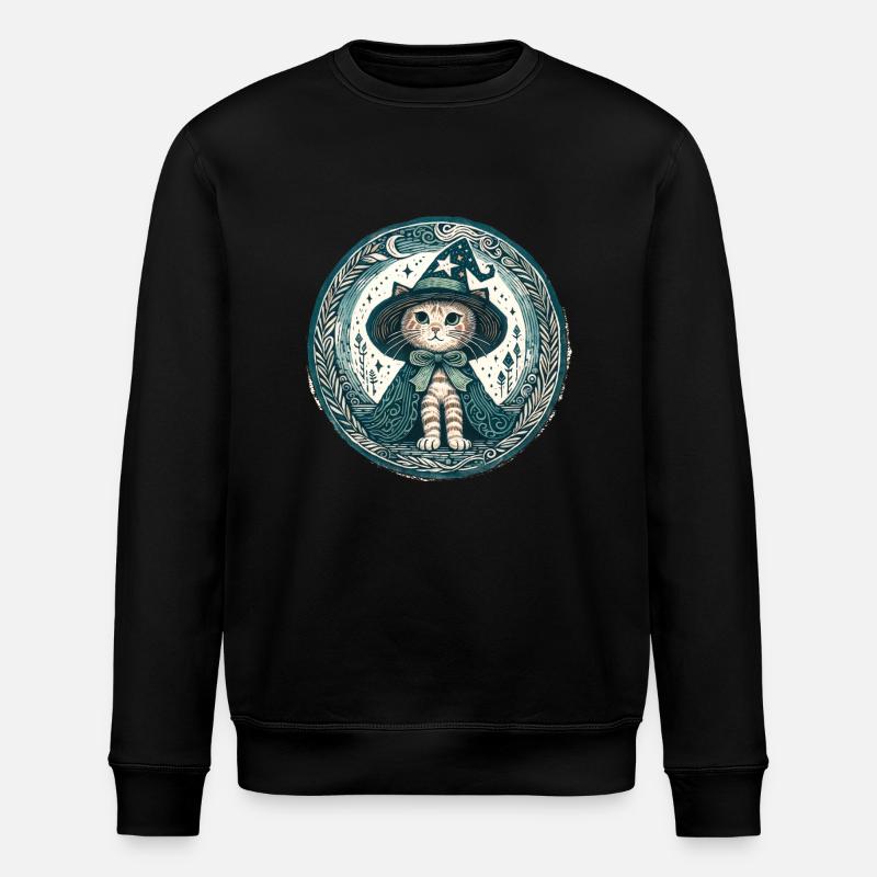 Kitty Cat Wizard - Stanley/Stella ROLLER Unisex Organic Sweatshirt - black