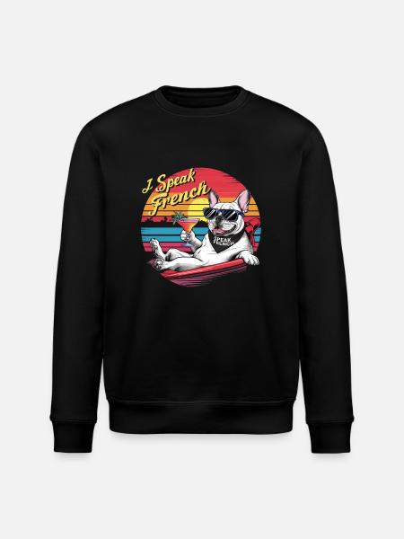 Relaxed French Bulldog - Stanley/Stella ROLLER Unisex Organic Sweatshirt - black