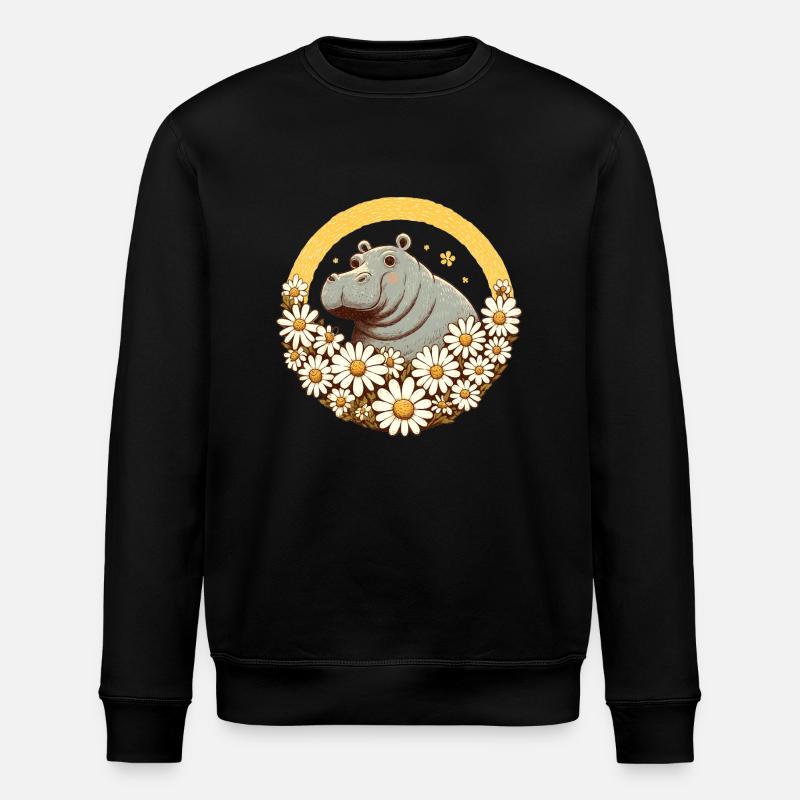 Nilpferd Gänseblümchen - Stanley/Stella Unisex Bio-Sweatshirt ROLLER - Schwarz