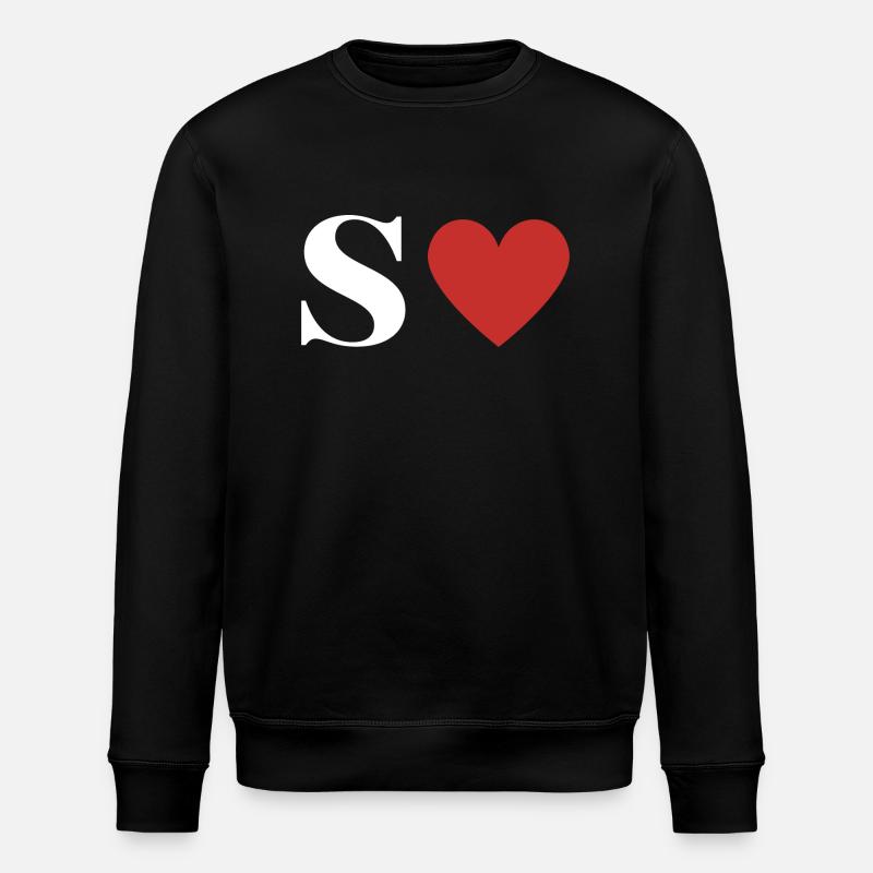 Letter s red heart - Stanley/Stella ROLLER Unisex Organic Sweatshirt - black