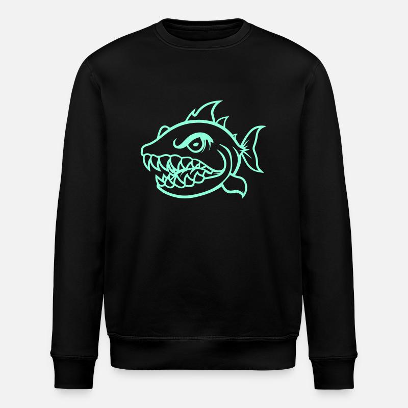 Piranha Comic - Stanley/Stella ROLLER Unisex Organic Sweatshirt - black