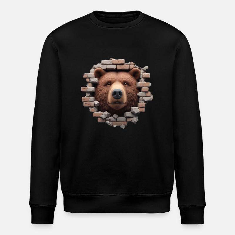 Bear in the hole - Stanley/Stella ROLLER Unisex Organic Sweatshirt - black