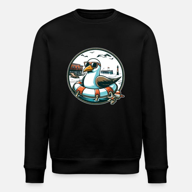 Möwe im Rettungsring - Stanley/Stella Unisex Bio-Sweatshirt ROLLER - Schwarz