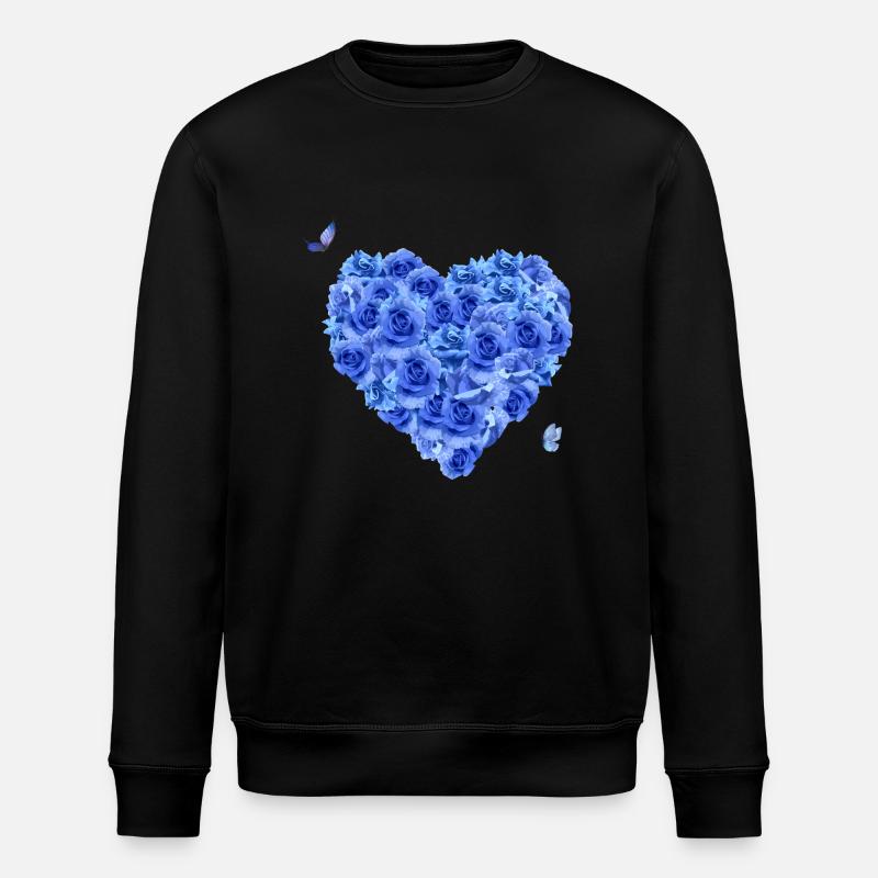 Cœur floral bleu - Sweat bio ROLLER Stanley/Stella Unisexe - noir