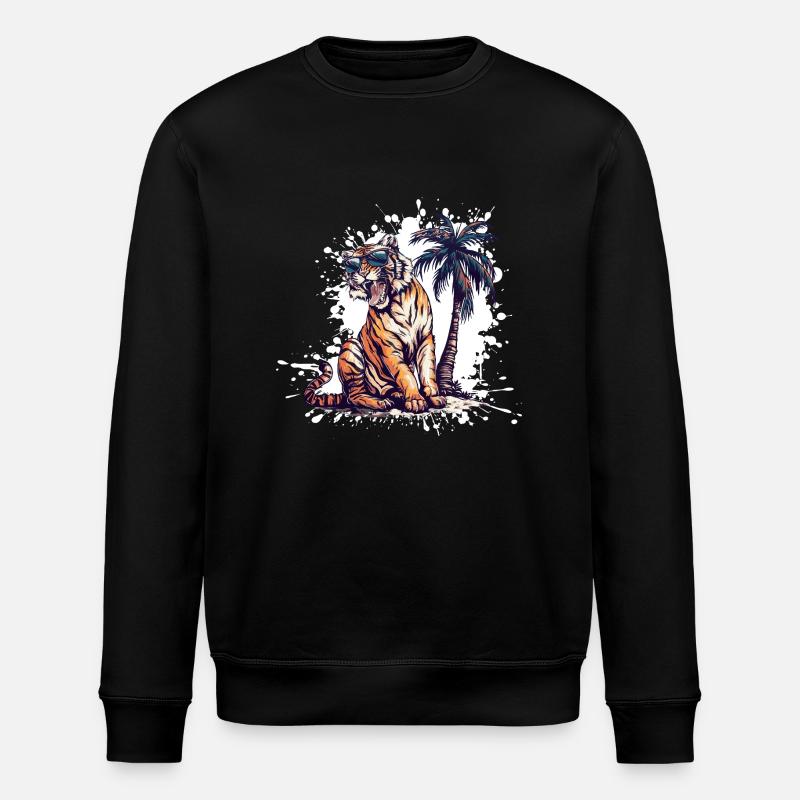 Tiger Insel Palme - Stanley/Stella Unisex Bio-Sweatshirt ROLLER - Schwarz