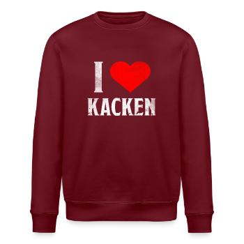 I Love Kacken - Ich Liebe Scheißen Shirt Lustig - Stanley/Stella Unisex Bio-Sweatshirt ROLLER - Burgunderrot - Vorne - Nik (191cm)