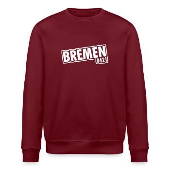 Bremen - 0421 - Vorwahl - Stanley/Stella Unisex Bio-Sweatshirt ROLLER - Burgunderrot - Vorne - Nik (191cm)