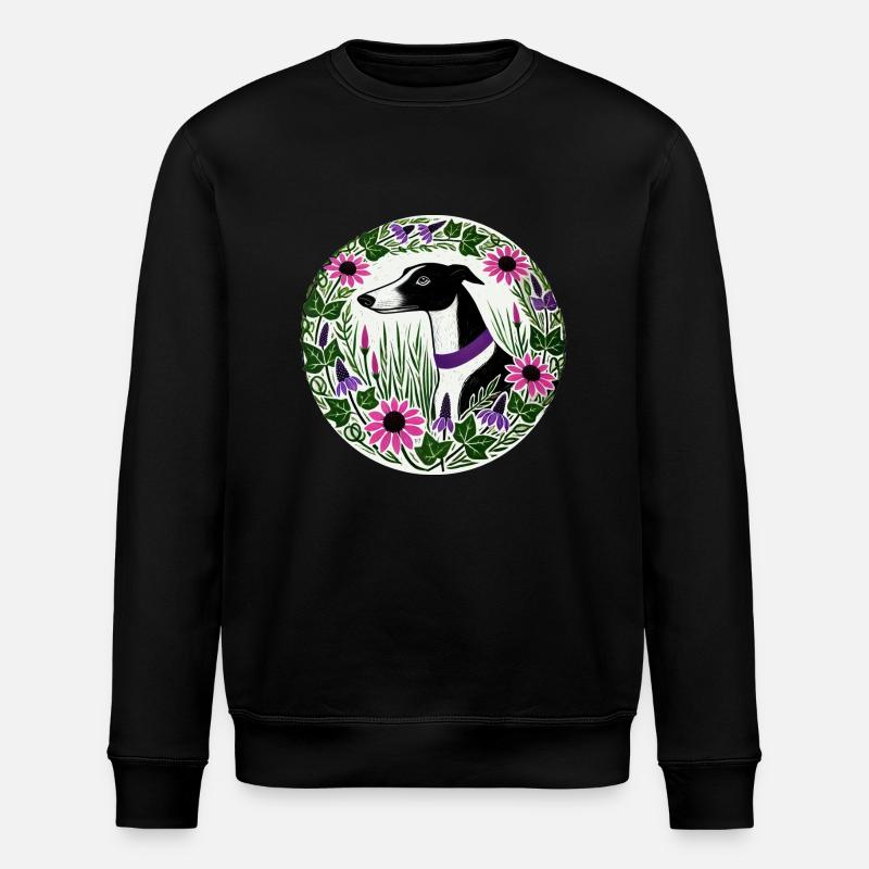 Black and White Greyhound - Stanley/Stella ROLLER Unisex Organic Sweatshirt - black