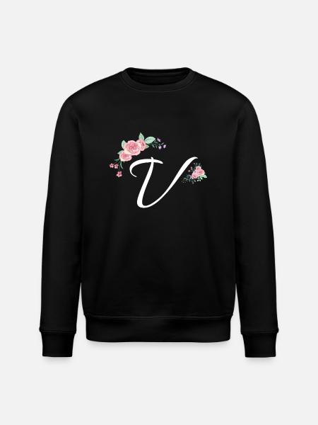 Letter v flowers - Stanley/Stella ROLLER Unisex Organic Sweatshirt - black
