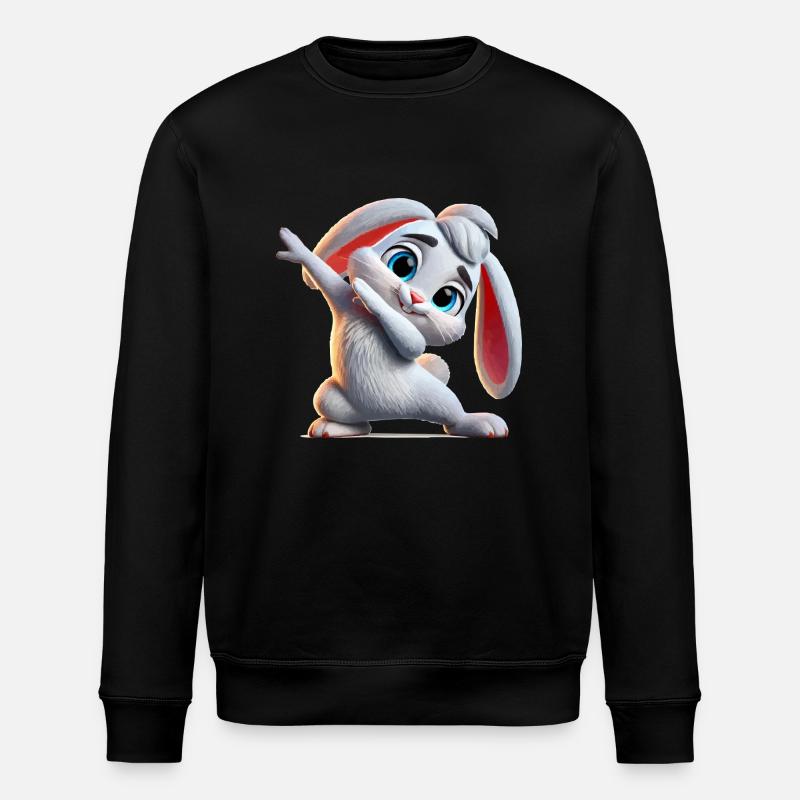 Bunny Dabbing Comic - Stanley/Stella ROLLER Unisex Organic Sweatshirt - black