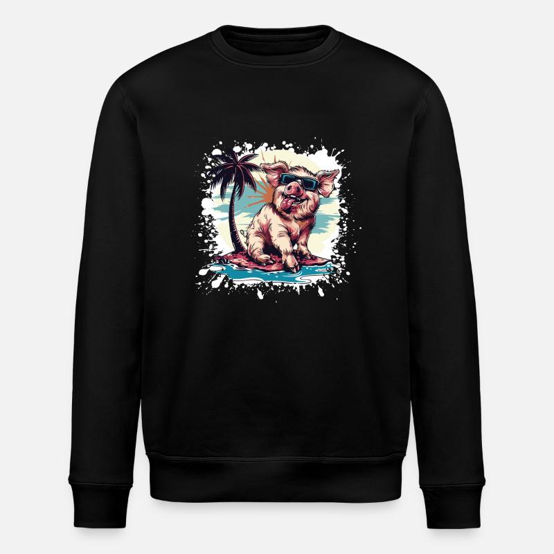 Pig Island Palm - Sweat bio ROLLER Stanley/Stella Unisexe - noir