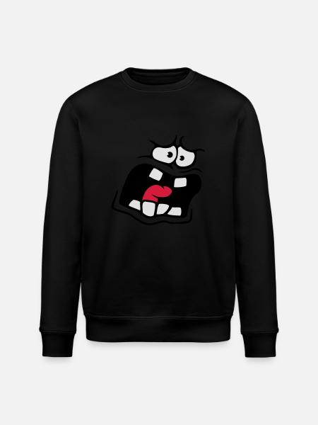 Screaming Anxious Comic Cartoon Face - Stanley/Stella ROLLER Unisex Organic Sweatshirt - black